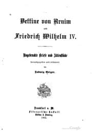 Tapa de Bettine von Arnim und Friedrich Wilhelm IV