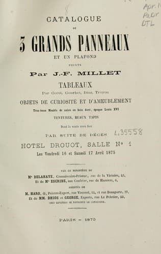 Tapa de 3 Grands panneaux et un plafond peints par J.-F. Millet.