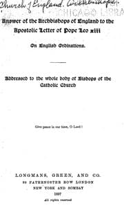 Tapa de Answer of the Archbishops of England to the Apostolic letter of Pope Leo XIII