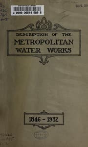 Tapa de Description of the metropolitan water works, 1846-1932