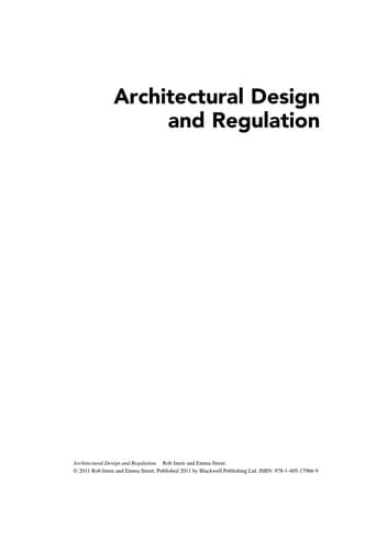 Tapa de Architectural Design and Regulation