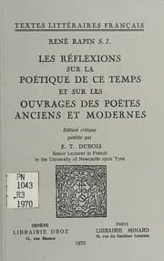 Tapa de Les réflexions sur la poétique de ce temps et sur les ouvrages des poètes anciens et modernes