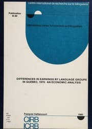 Tapa de Differences in earnings by language groups in Quebec, 1970