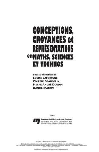 Tapa de Conceptions, croyances et repre sentations en maths, sciences et technos