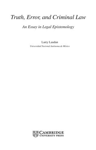 Tapa de Truth, error, and criminal law