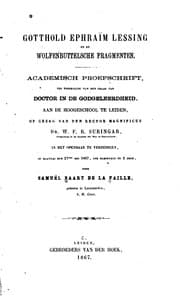 Tapa de Gotthold Ephraïm Lessing en de wolfenbuttelsche Fragmenten
