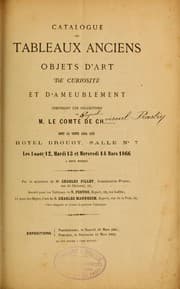 Tapa de Catalogue de tableaux anciens, objets d'art, de curiosité et d'ameublement composant les collections de M. le Comte de Ch... [Comte Raynal de Choiseul-Praslin]