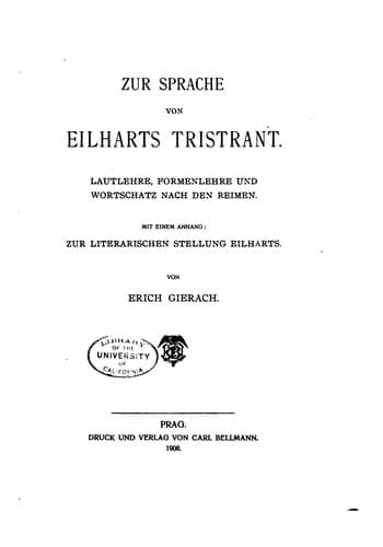 Tapa de Zur Sprache von Eilharts Tristrant