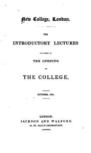 Tapa de The Introductory Lectures Delivered at the Opening of the College: October, 1851