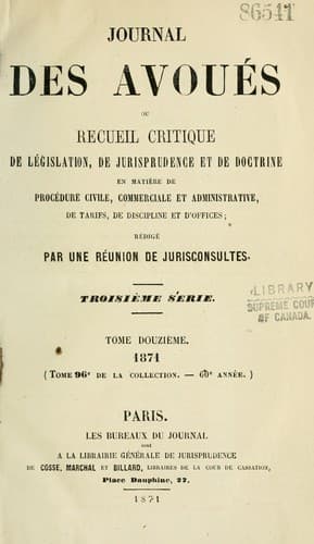 Tapa de Journal des avoués