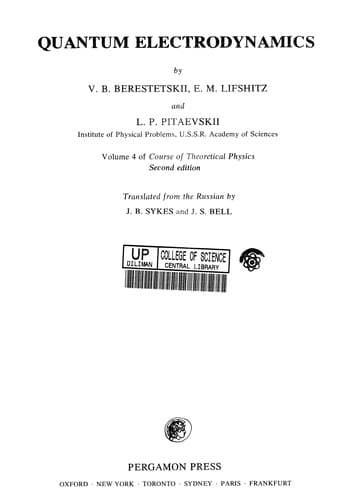 Tapa de Quantum Electrodynamics (Course of Theoretical Physics)