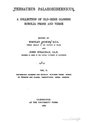 Tapa de Thesaurus palaeohibernicus