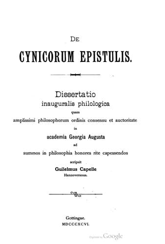 Tapa de De Cynicorum epistulis