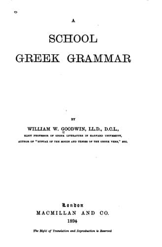 Tapa de A School Greek Grammar