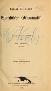Tapa de Philipp Buttmann's Griechische grammatik