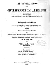 Tapa de Die Beurkundung des Civilstandes im Altertum: Ein Beitrag zur Geschichte der ..