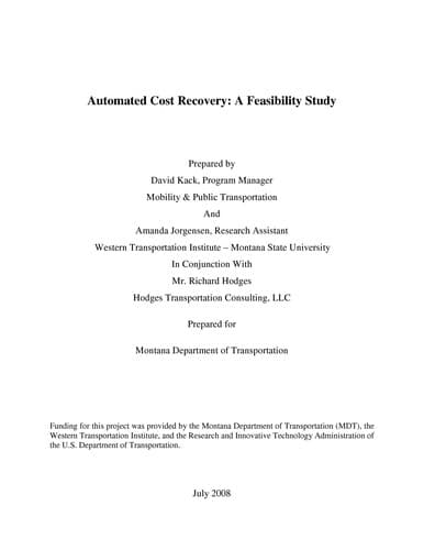 Tapa de Automated cost recovery