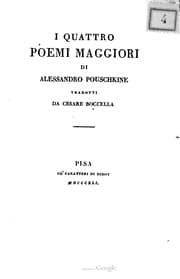 Tapa de I quattro poemi maggiori di Alessandro Pouschkine