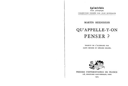 Tapa de Qu'appelle-t-on penser ?