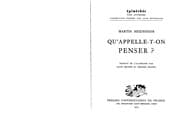 Tapa de Qu'appelle-t-on penser ?