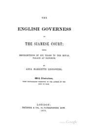 Tapa de The English Governess at the Siamese Court: Being Recollections of Six Years in the Royal Palace ..