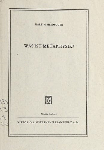Tapa de Was ist Metaphysik?
