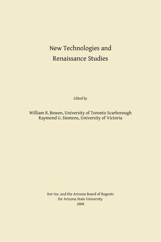Tapa de New technologies and Renaissance studies