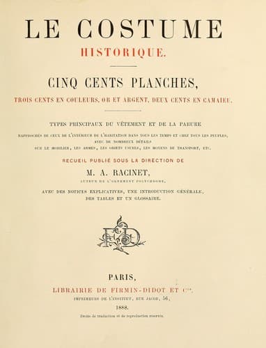 Tapa de Le costume historique