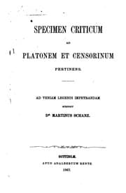 Tapa de Specimen criticum ad Platonem et Censorinum pertinens: Ad veniam legendi impetrandam