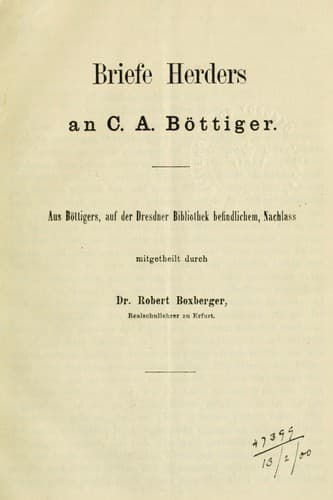 Tapa de Briefe an C.A. Böttiger aus Böttigers