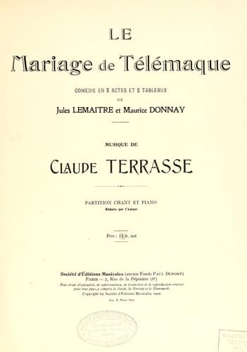 Tapa de Le mariage de Télémaque