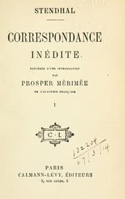 Tapa de Correspondance inédite [de] Stendhal