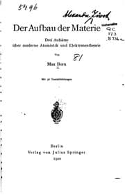 Tapa de Der Aufbau der Materie: Drei Aufsätze über moderne Atomistik und ..