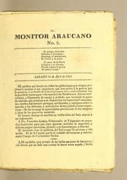 Tapa de El Monitor araucano periodical ministerial y politico. -- [Tom. 1], no.1 (6 Abr. 1813) -- Tom. 2, [no. 84] (1 Oct. 1814)