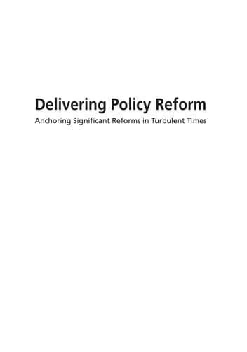 Tapa de Delivering policy reform