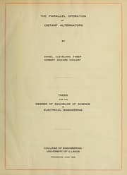 Tapa de The parallel operation of distant alternators