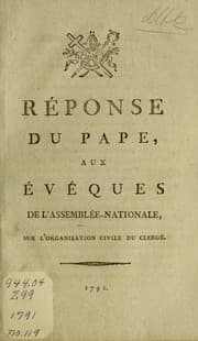 Tapa de Réponse du pape aux évêques de l'Assemblée-nationale, sur l'organisation civile du clergé