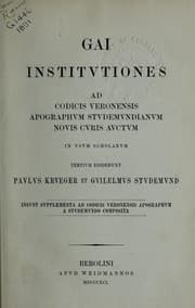 Tapa de Institutiones ad Codicis Veronensis apographum Studemundianum