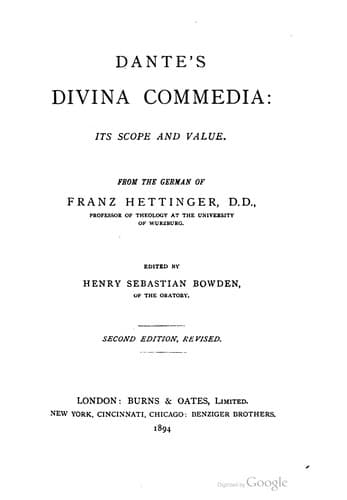 Tapa de Dante's Divina commedia