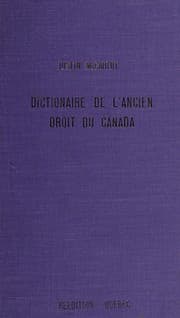 Tapa de Dictionaire de l'ancien droit du Canada