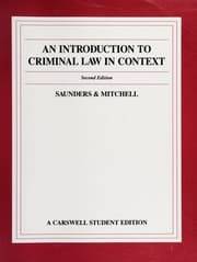 Tapa de An introduction to criminal law in context