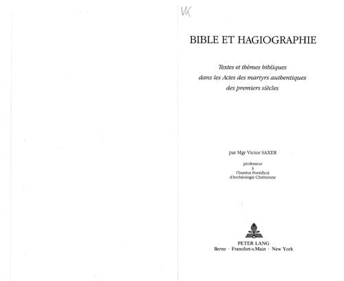 Tapa de Bible et hagiographie