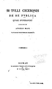 Tapa de M. Tulli Ciceronis De re publica quae supersunt