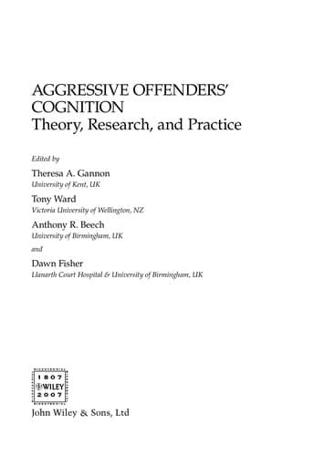 Tapa de Aggressive offenders' cognition