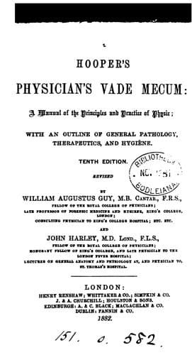 Tapa de Dr Hooper's physician's vade mecum