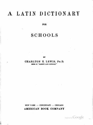 Tapa de A Latin dictionary for schools