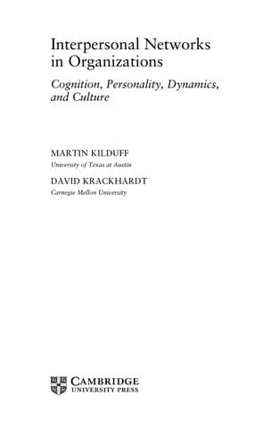 Tapa de Interpersonal networks in organizations