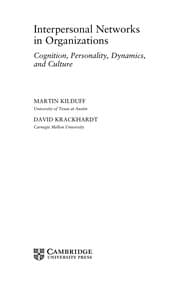 Tapa de Interpersonal networks in organizations