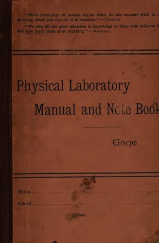 Tapa de Physical laboratory manual and note book