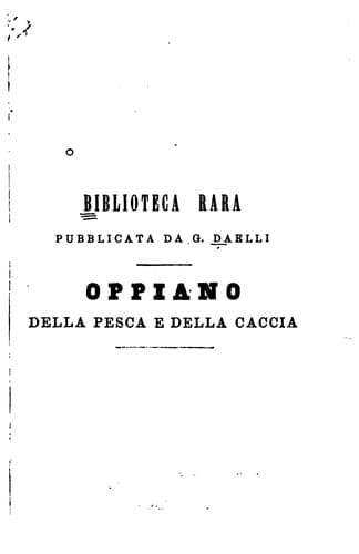 Tapa de Oppiano Della pesca e della caccia